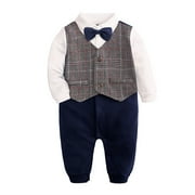 YYYTop Toddler Clothing Bodysuit, Baby Girl Jumpsuit 6-9 Months Toddler Baby Boys Long Sleeve Lattice Flip Collar Neck Jumpsuit Romper Birthday Garment Romper Baby Boy Winter Baby Savings